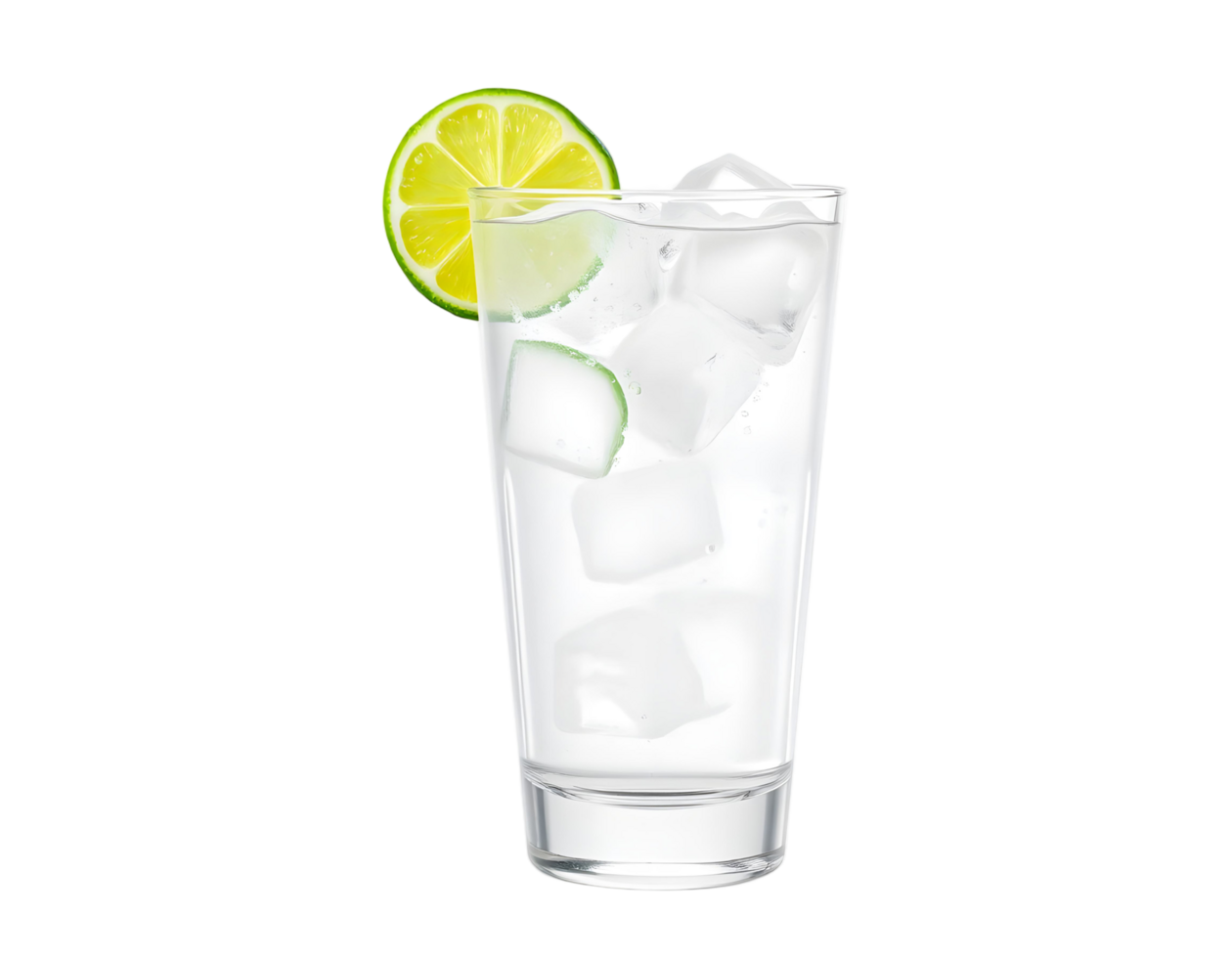 A glass of water with lime and ice png
