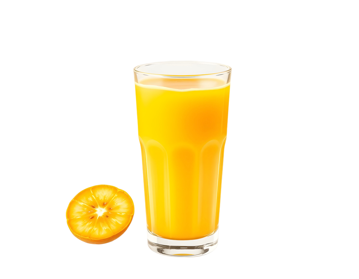 Orange juice in a glass with a slice of orange png