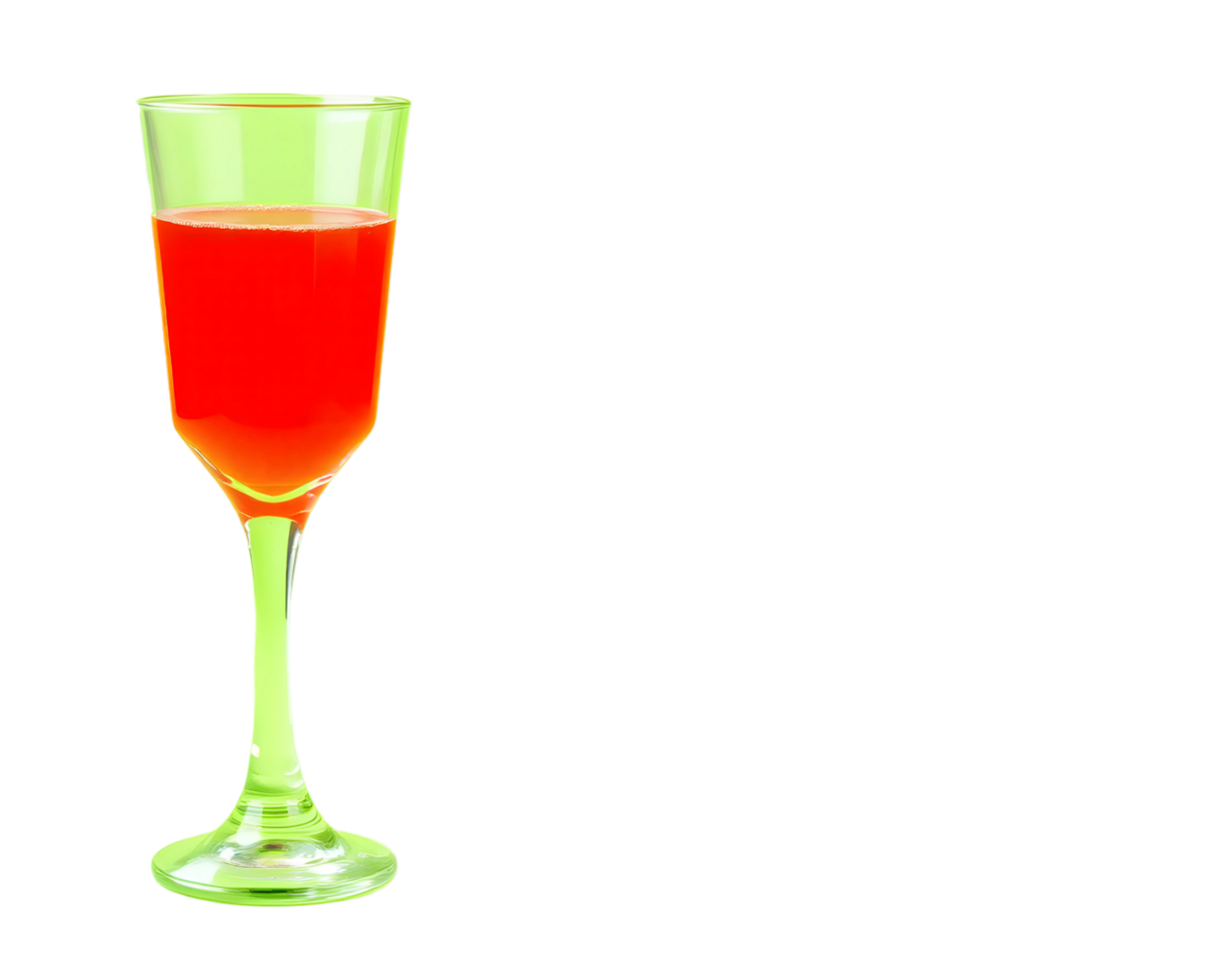 A glass of red liquid with a green stem png