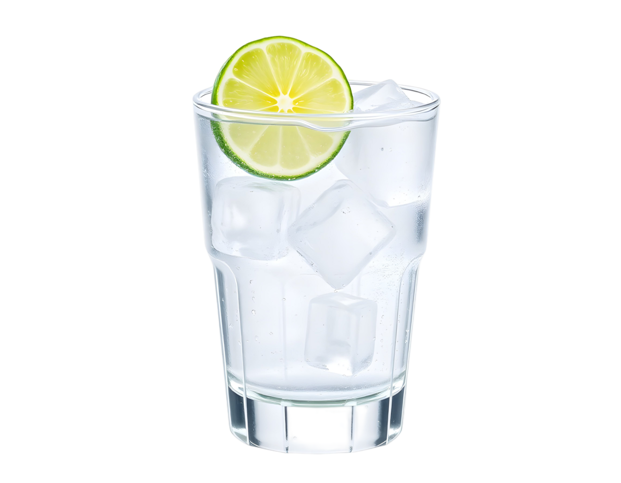 A glass of water with lime and ice png