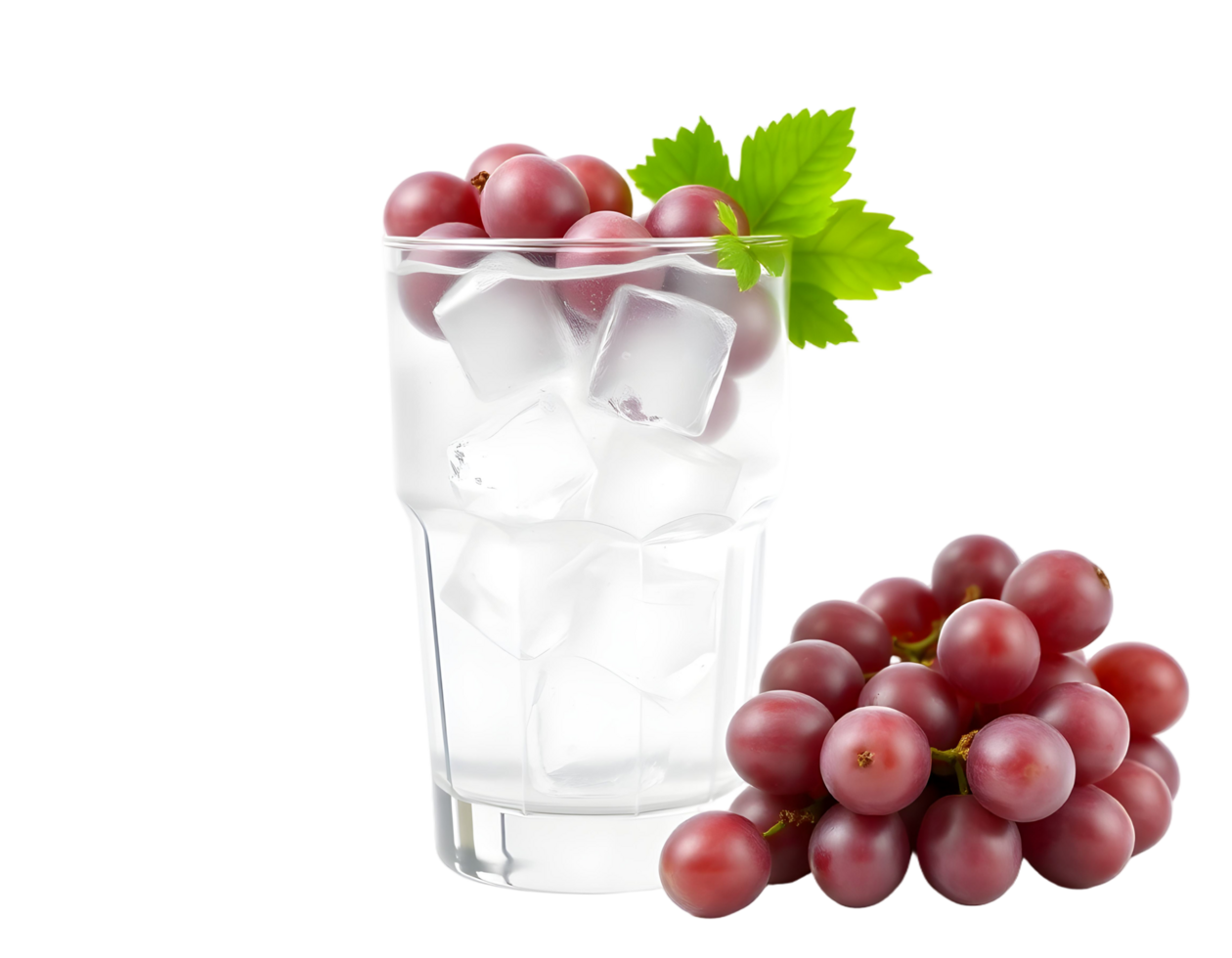 A glass filled with grapes and ice png