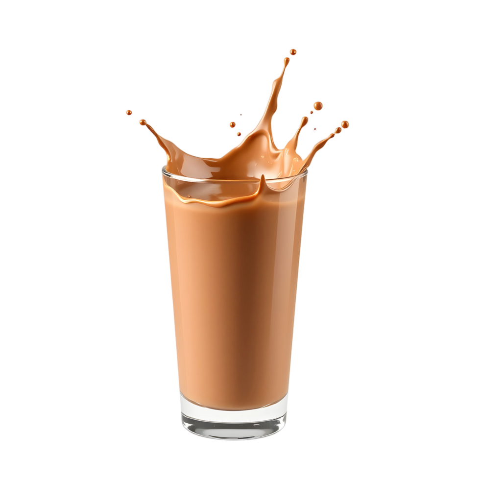 A glass of milk with a splash of chocolate png