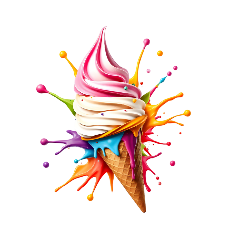 Ice cream splashes on black background png