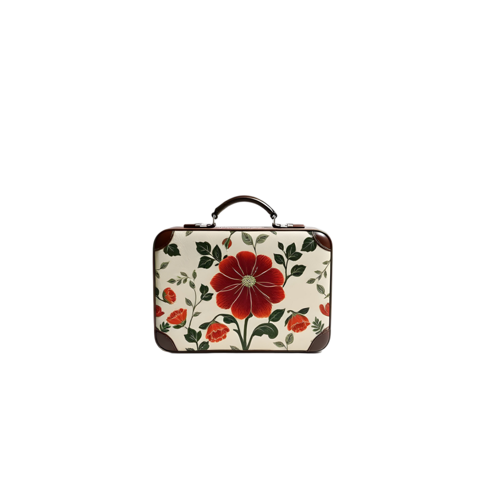 A suitcase with a flower design on it png