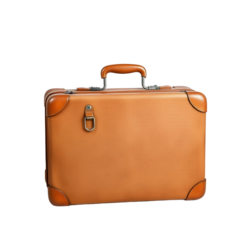 A tan leather suitcase on a black background png