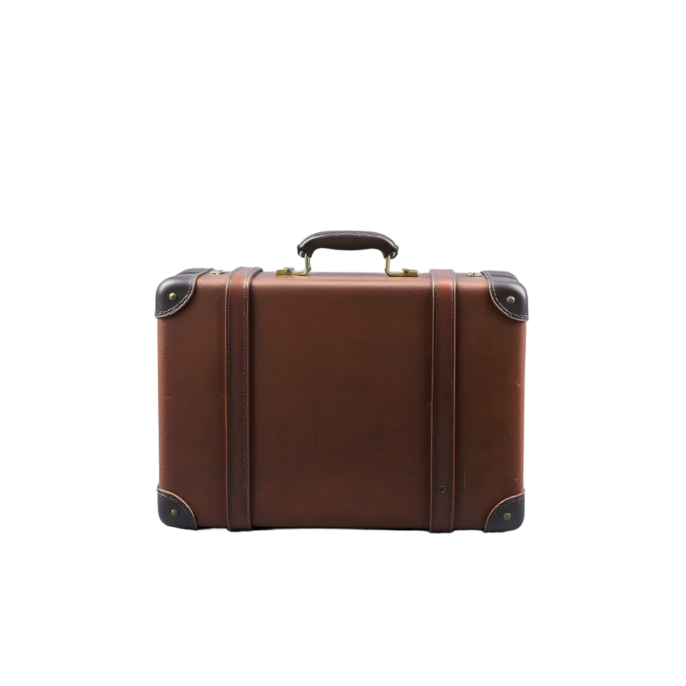 The classic brown suitcase is on a black background png