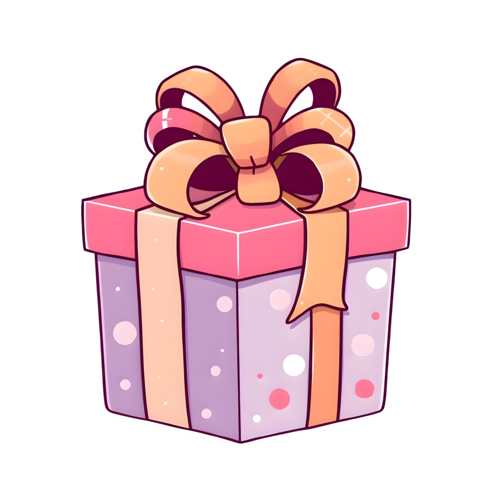 Cartoon Pink And Purple Gift Box With Orange Ribbons png