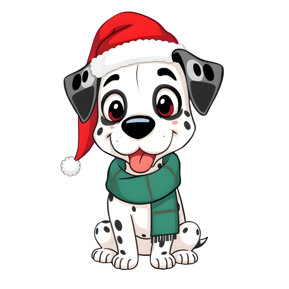 Cartoon Dalmation Dog In A Santa Hat png