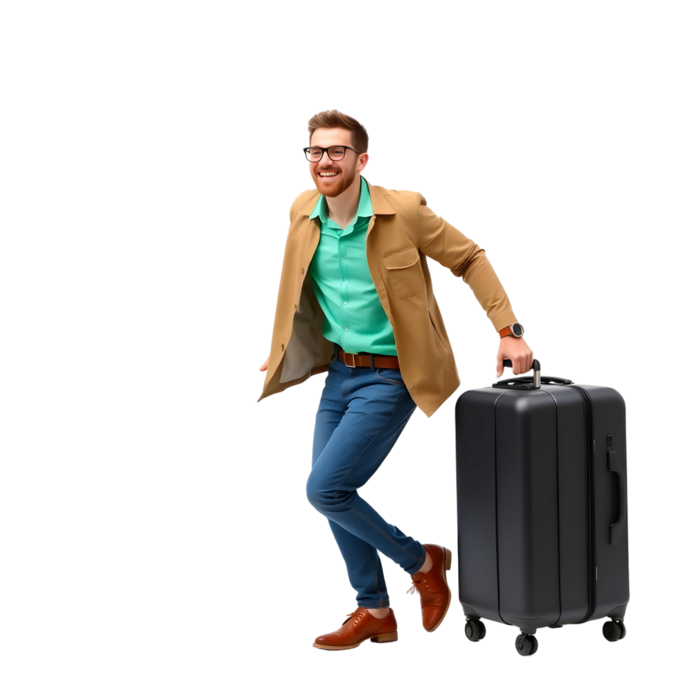 A man with a suitcase on his back png