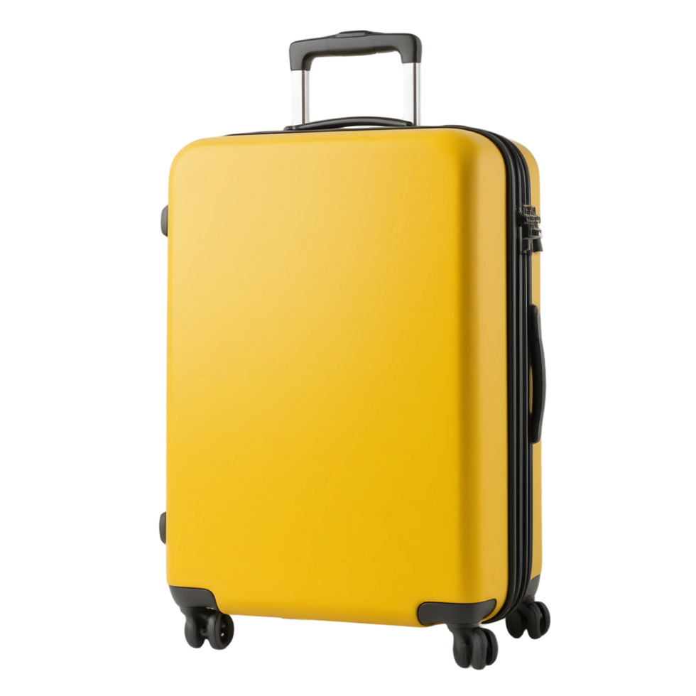 Yellow suitcase on black background png