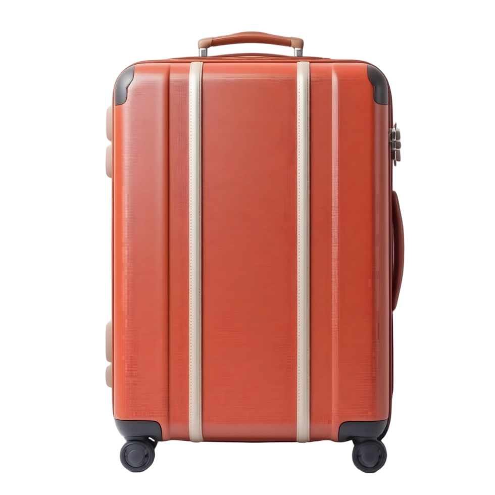 A red suitcase with wheels on a black background png