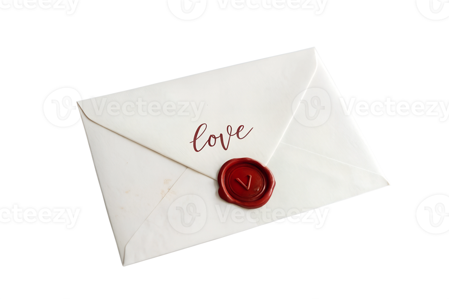 Envelope sealed with love letter in wax transparent png
