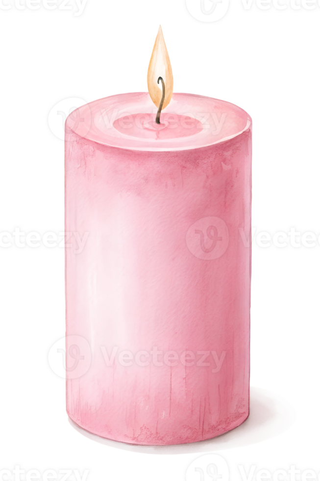 Soft pink candle glowing with a warm flame transparent png