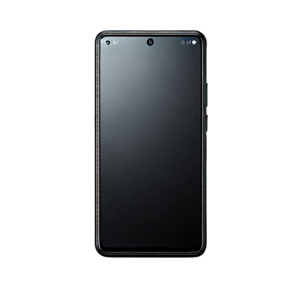 a black smartphone with a transparent background png