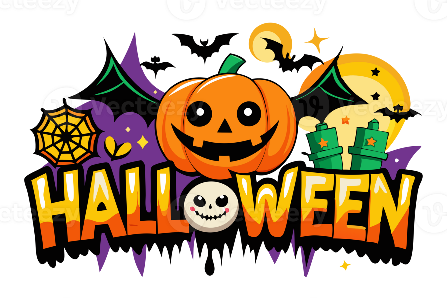 Festive Halloween Design with Pumpkins png