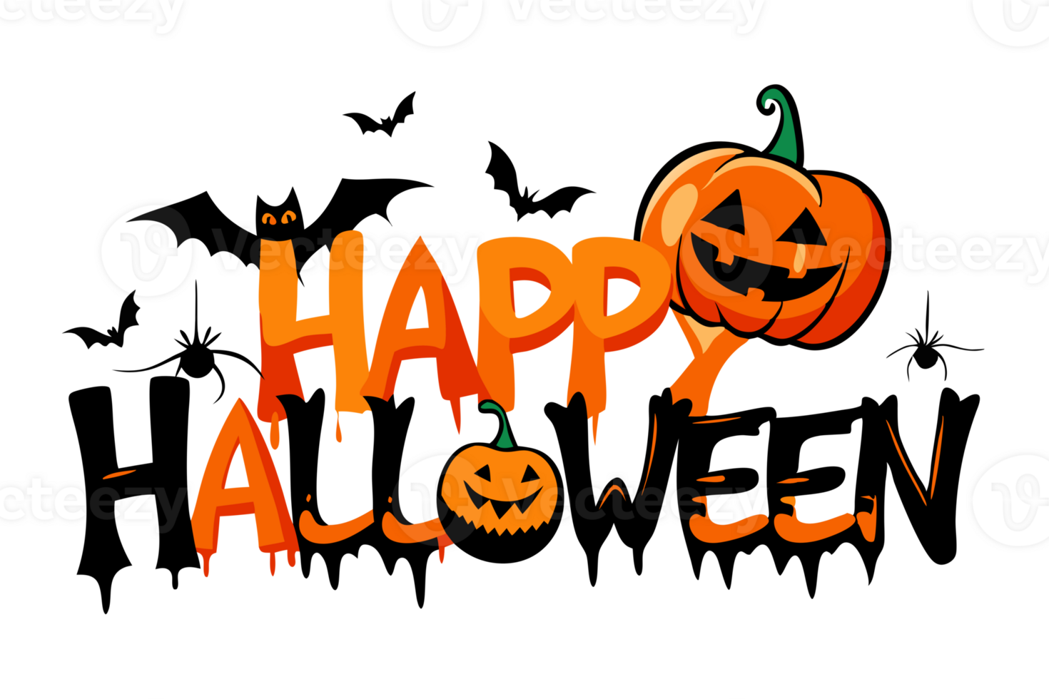 Spooky Pumpkins and Bats for Halloween png