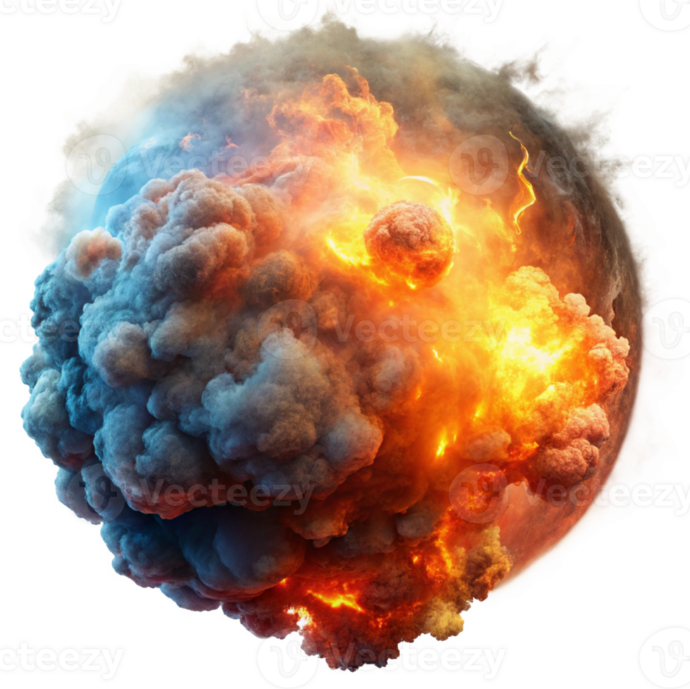 Fiery Planet Surrounded by Dark Clouds png