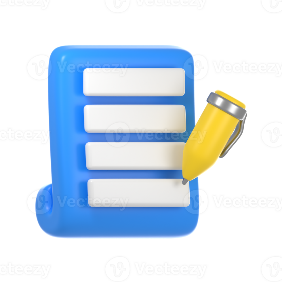 write document 3d icon png