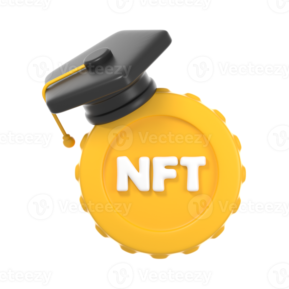NFT Coin Scholar 3D Icon png