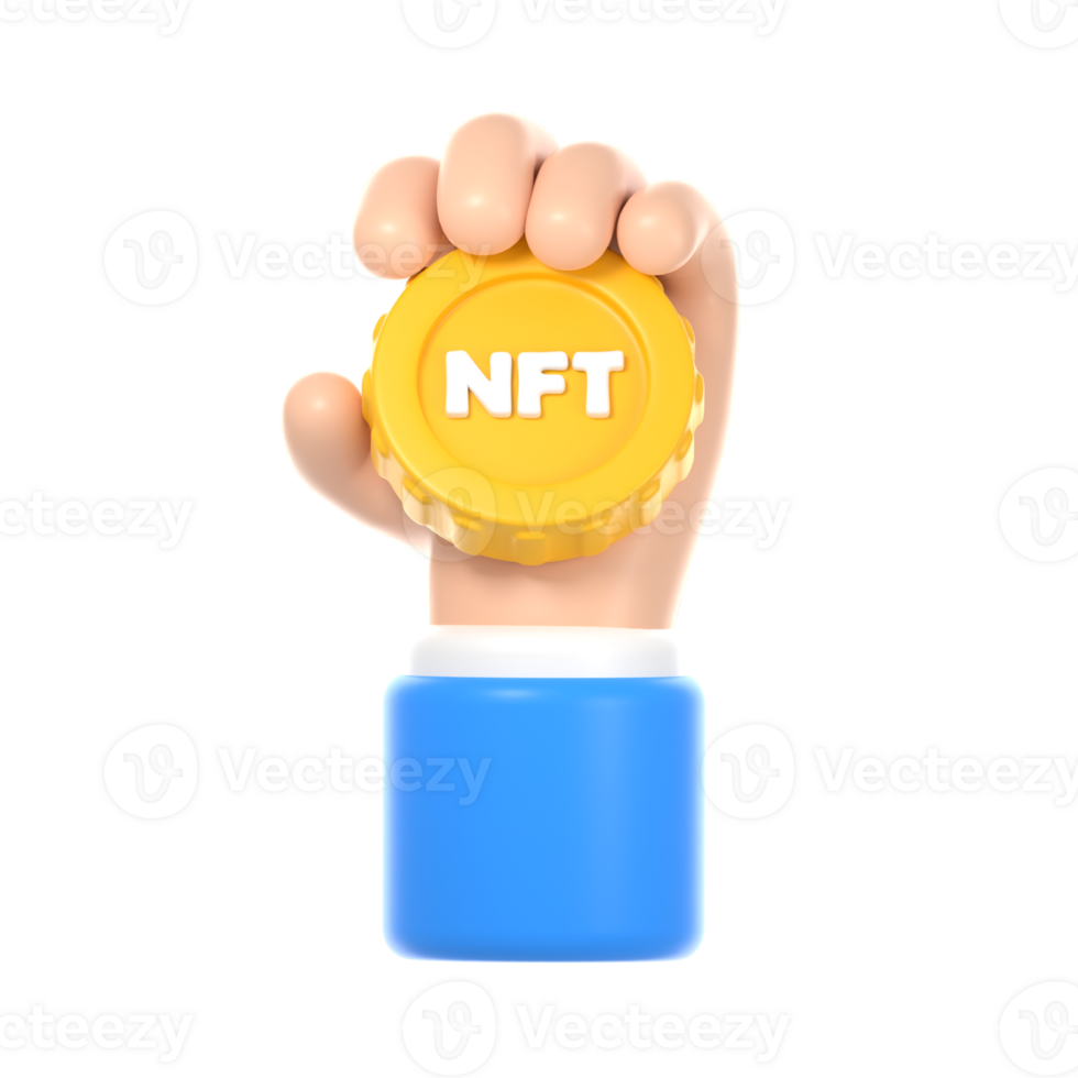 NFT Crypto Coin Holding 3D Icon png