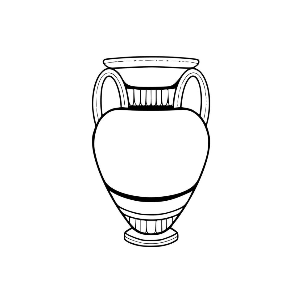 An illustration of a vase with a black and white outline vector