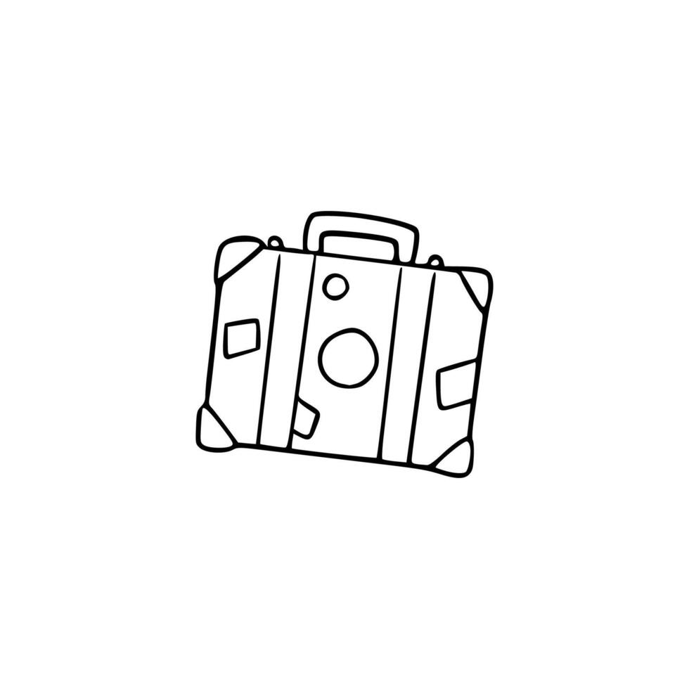 A black and white line drawing of a suitcase vector