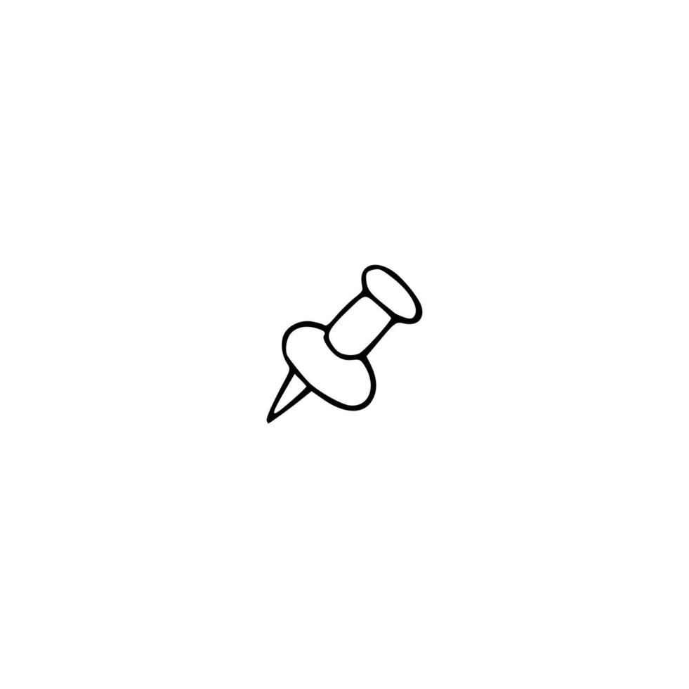 A black and white icon of a pin on a white background vector