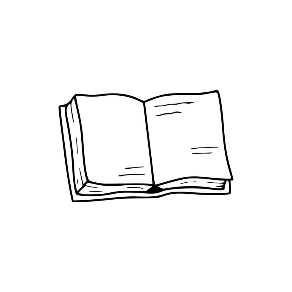 Open book doodle illustration vector
