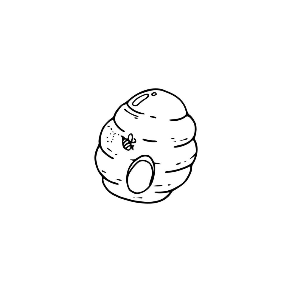 A drawing of a bee in a beehive vector