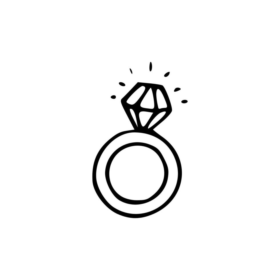 An illustration of a diamond ring vector