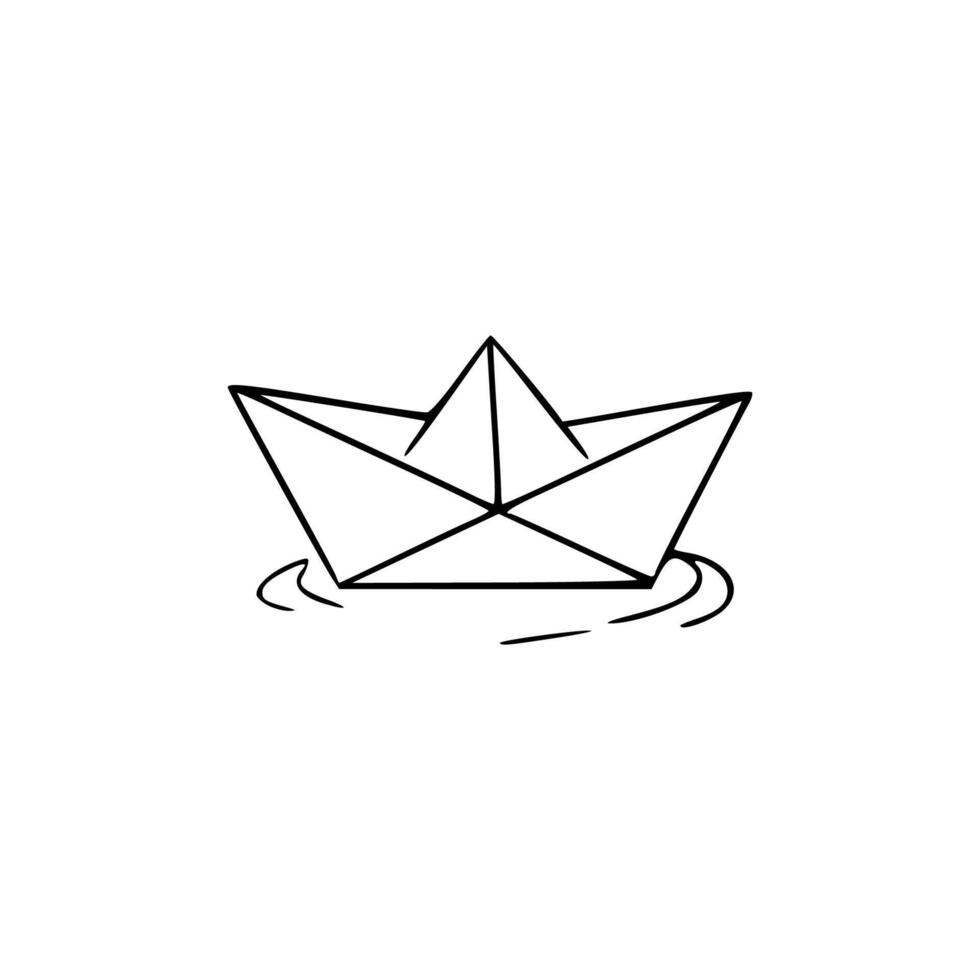 Paper boat icon in line style vector