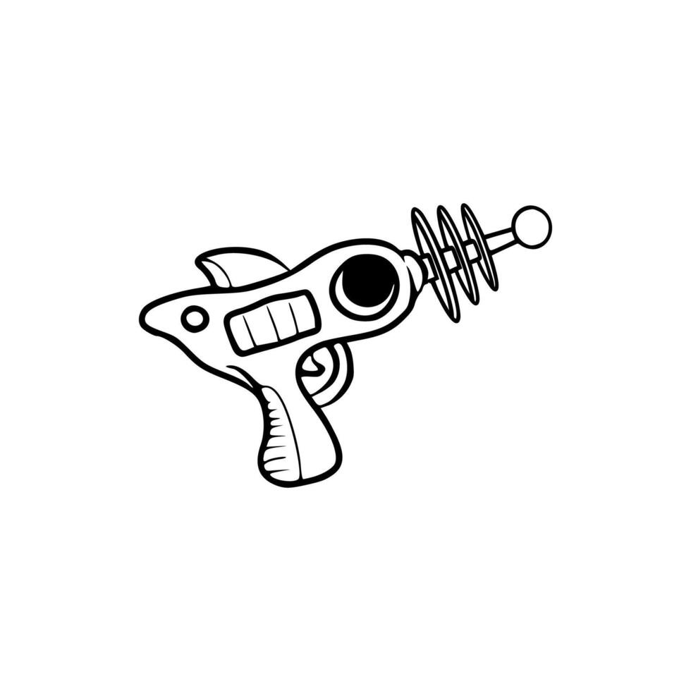 A black and white drawing of a gun vector