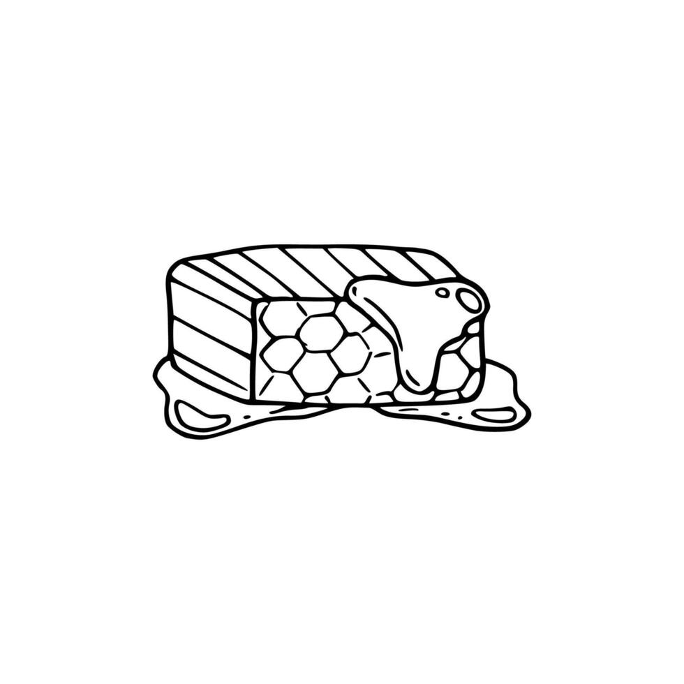 A black and white drawing of a piece of honey vector