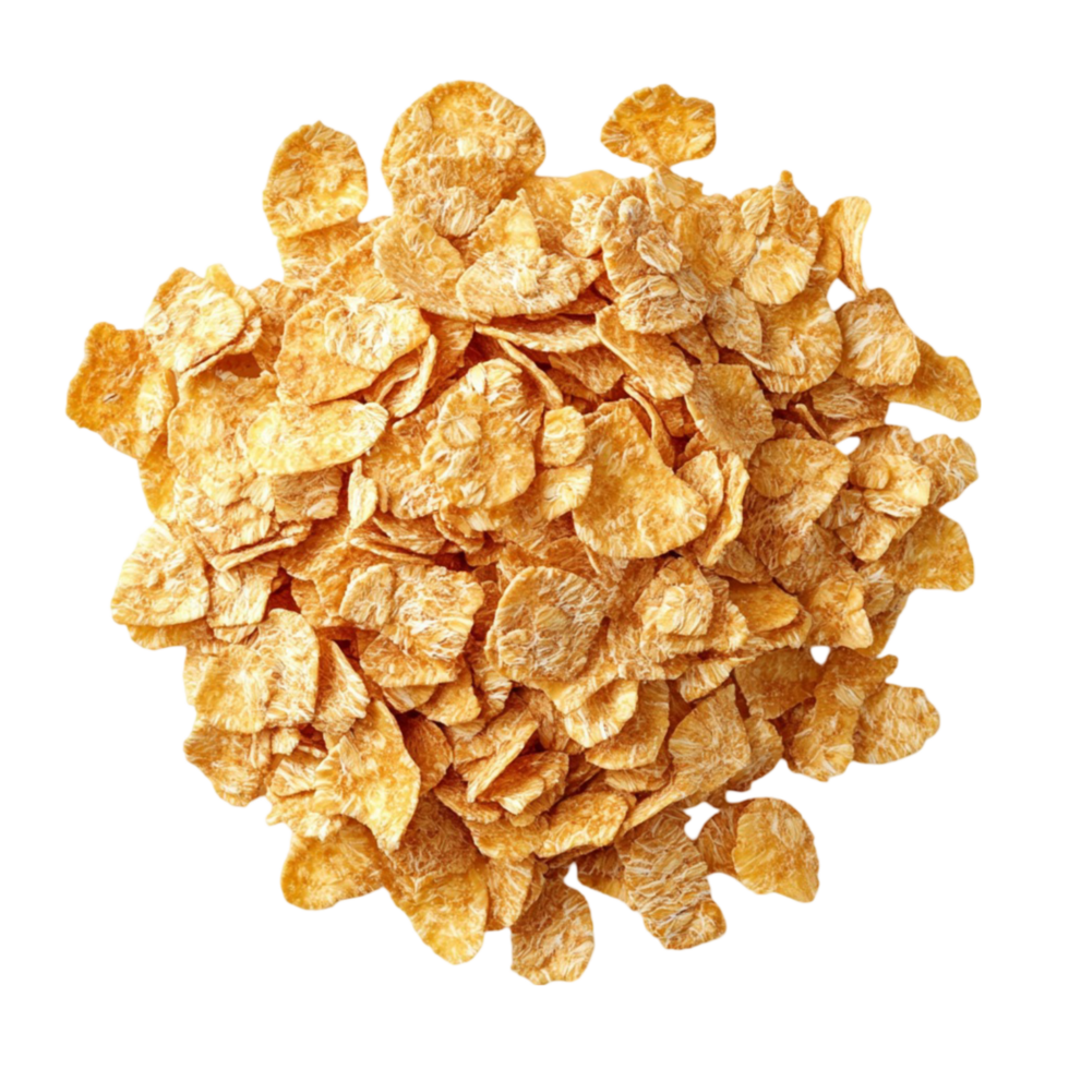 Crunchy Breakfast Cereal Flakes on Transparent Background png