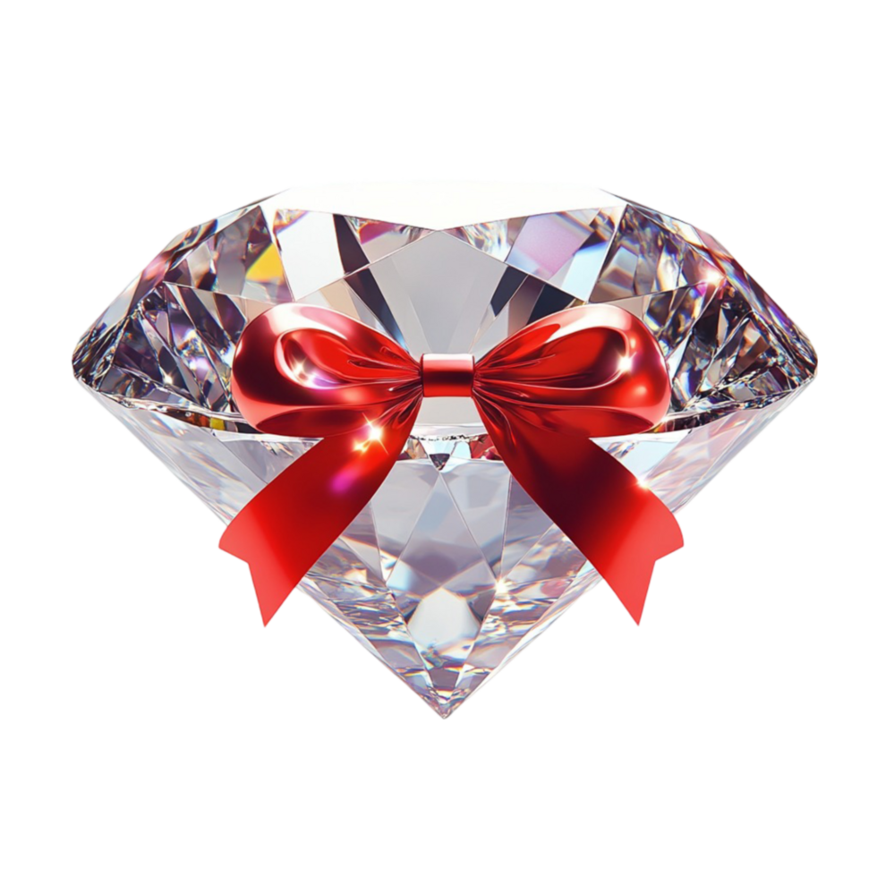 diamond with red ribbon on transparent background png