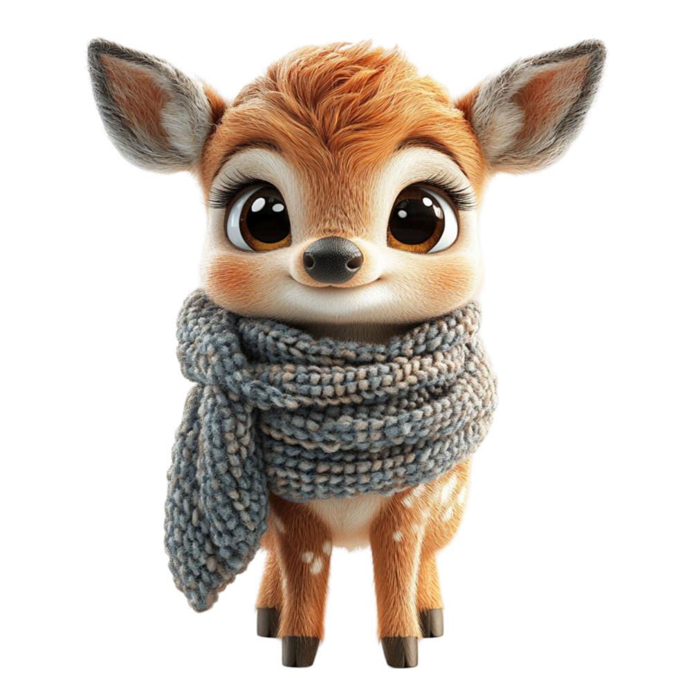 Cute Deer in a Scarf Illustration png