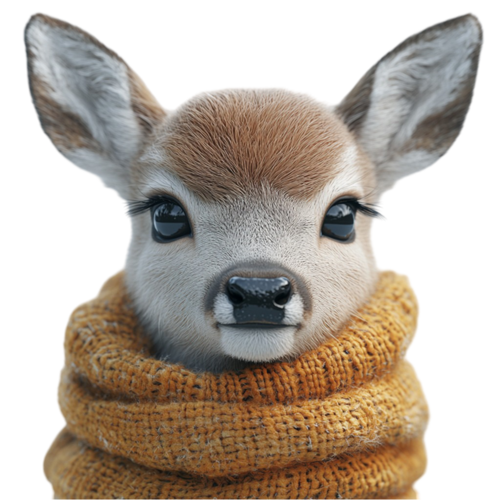 a deer wearing a scarf on a transparent background png