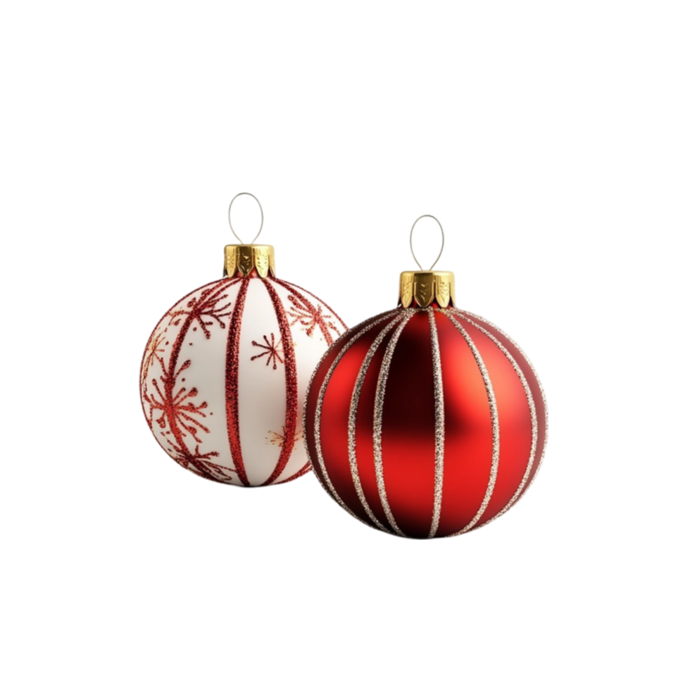 Festive Red Christmas Bauble with Gold Details on Transparent Background png