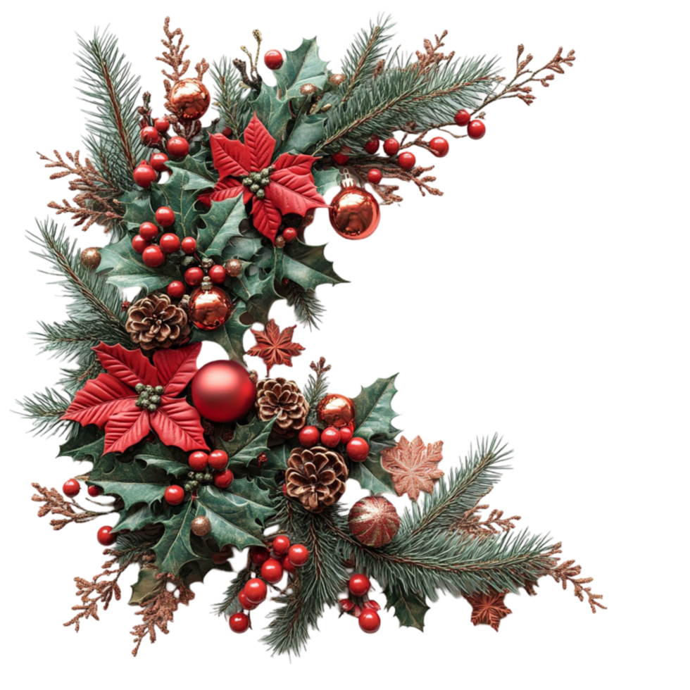 Christmas Wreath Letter C Illustration on Transparent Background png