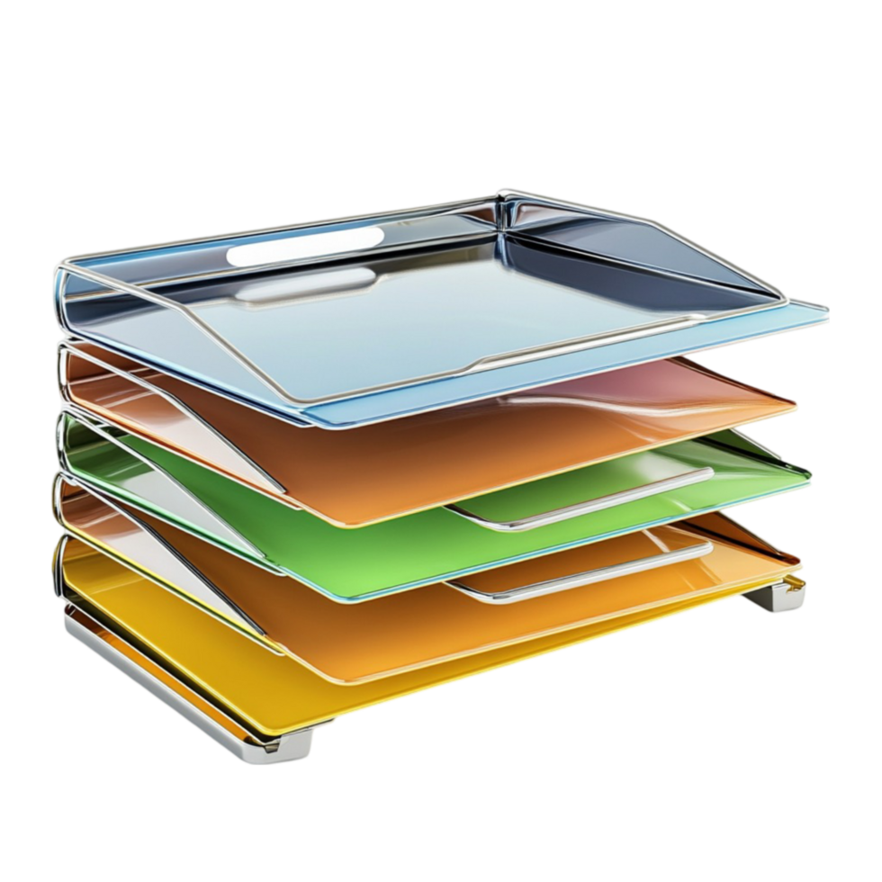 a stack of colorful folders on a white background png