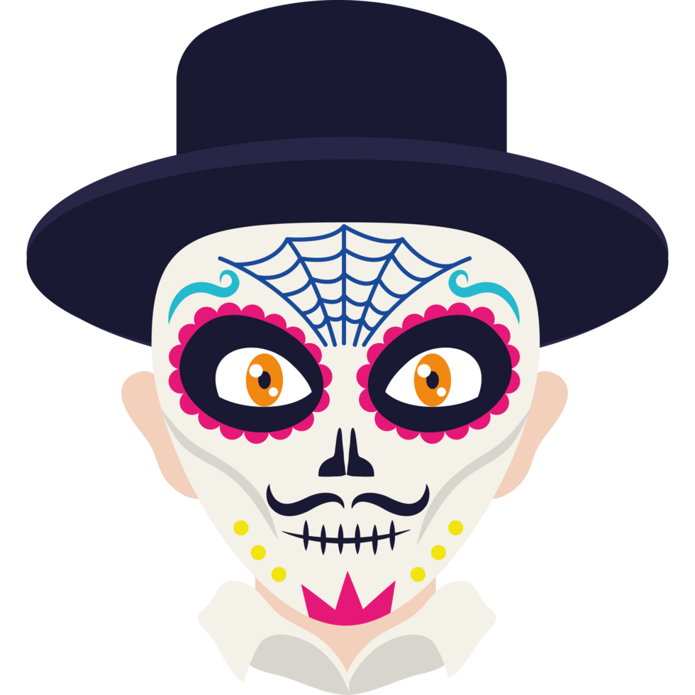 dia de los muertos skull costume isolated png