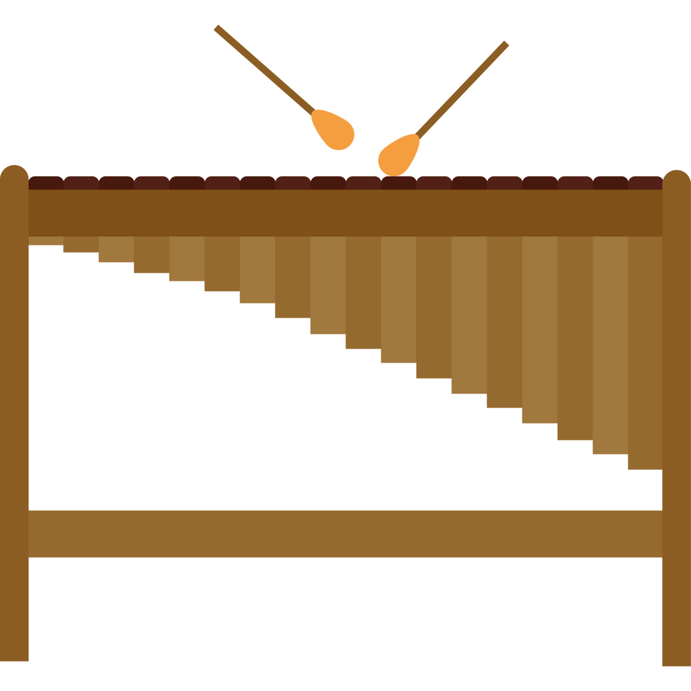 A wooden marimba with two sticks png