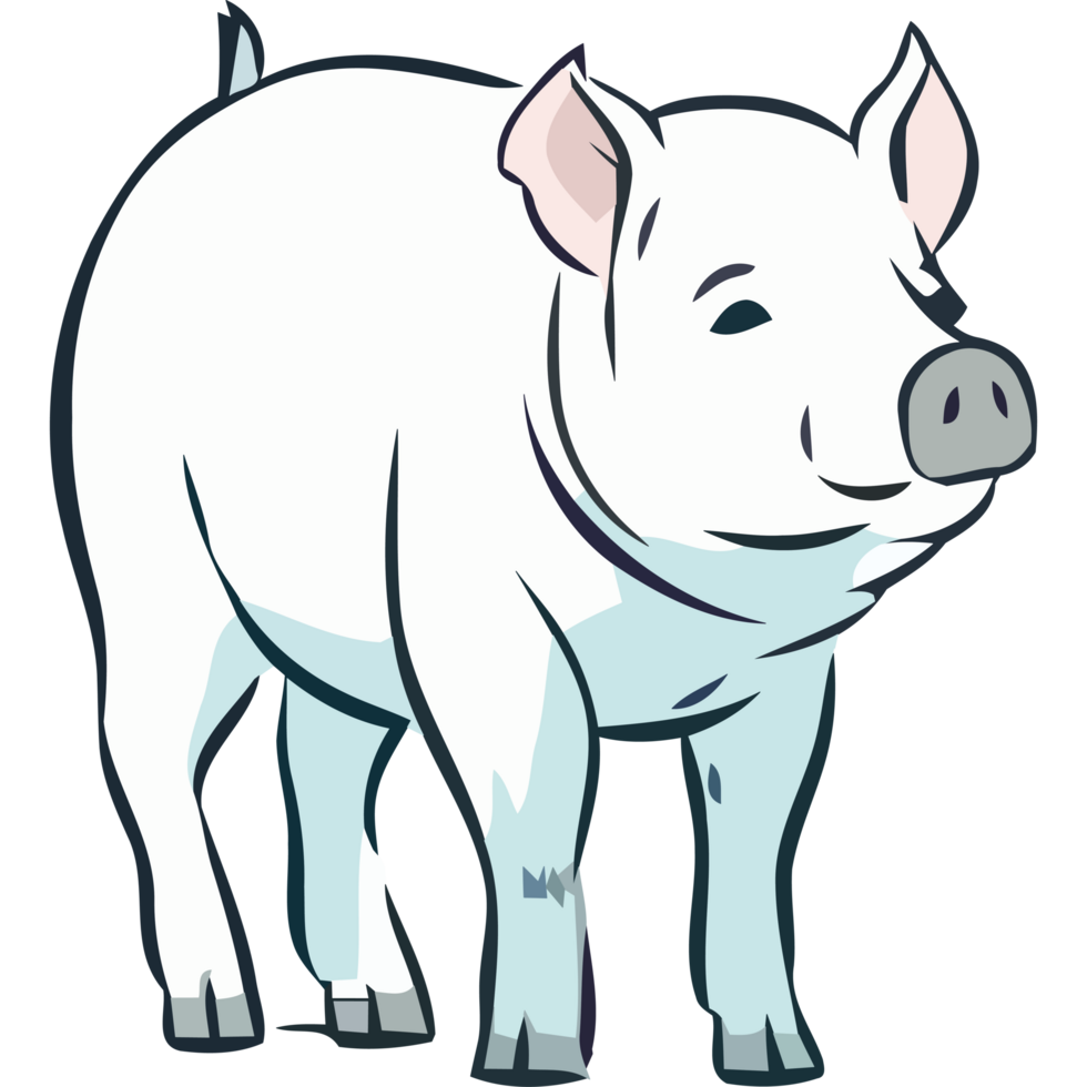 Cute piglet standing on farm, cheerful and small icon isolated png