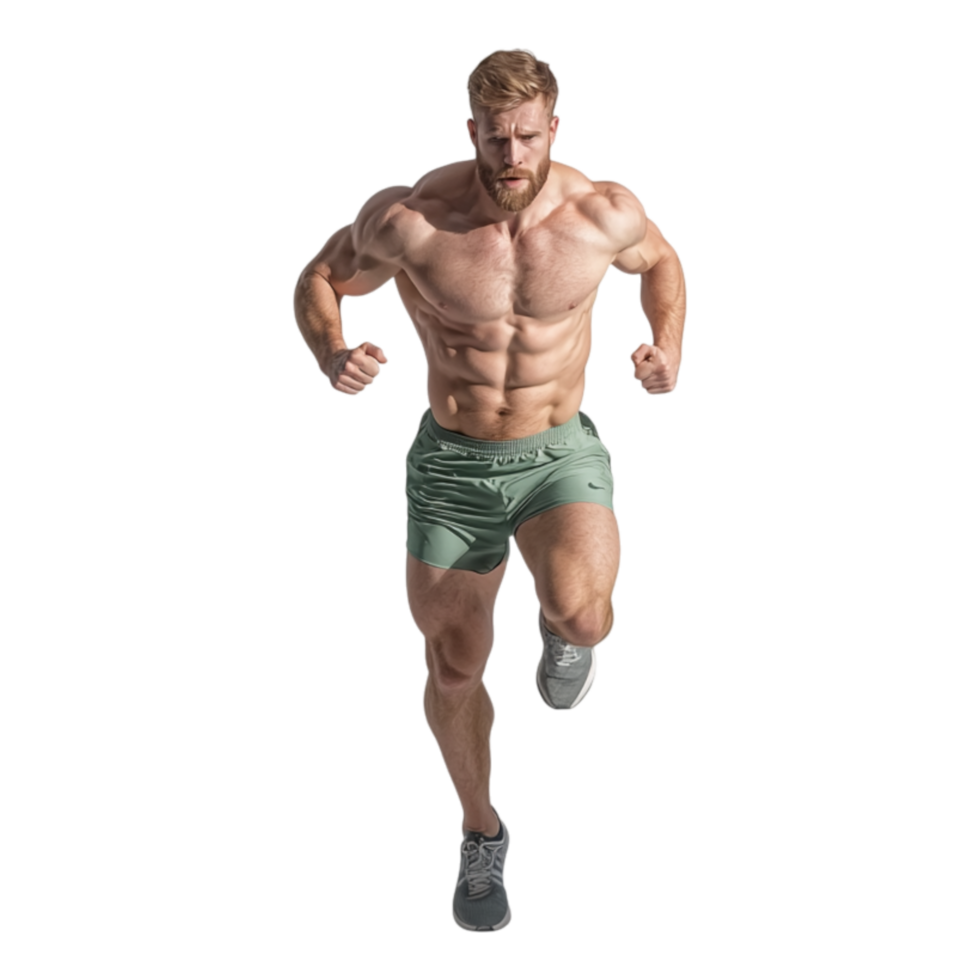 Athletic Man Sprinting Outdoors in Dynamic Fitness Exercise Pose png