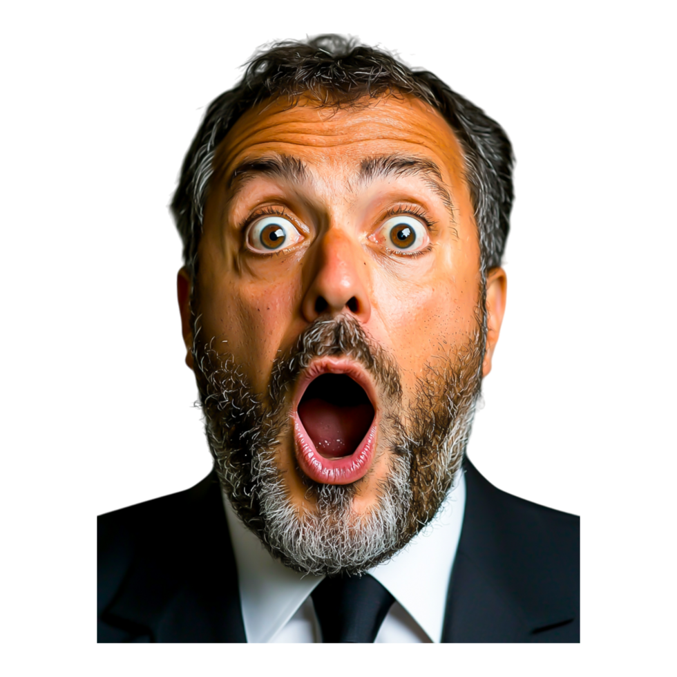 Surprised Businessman with Open Mouth and Shocked Expression png