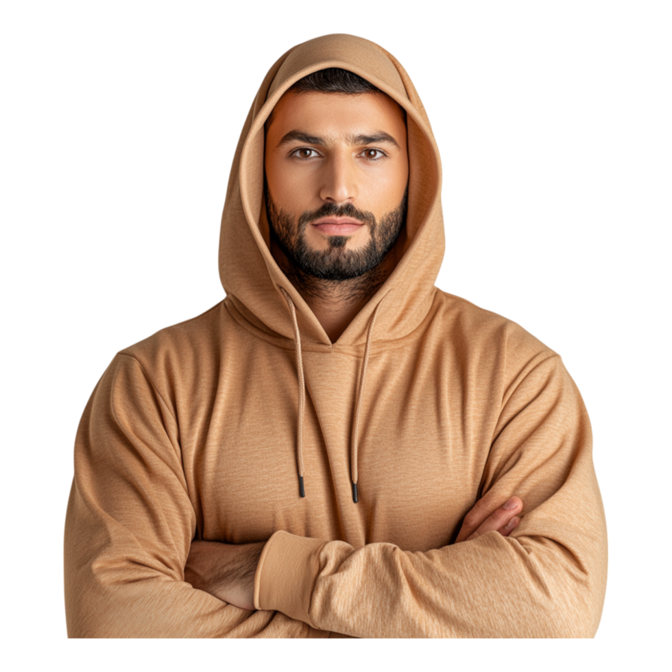Muscular Man in Casual Hoodie with Confident Expression png