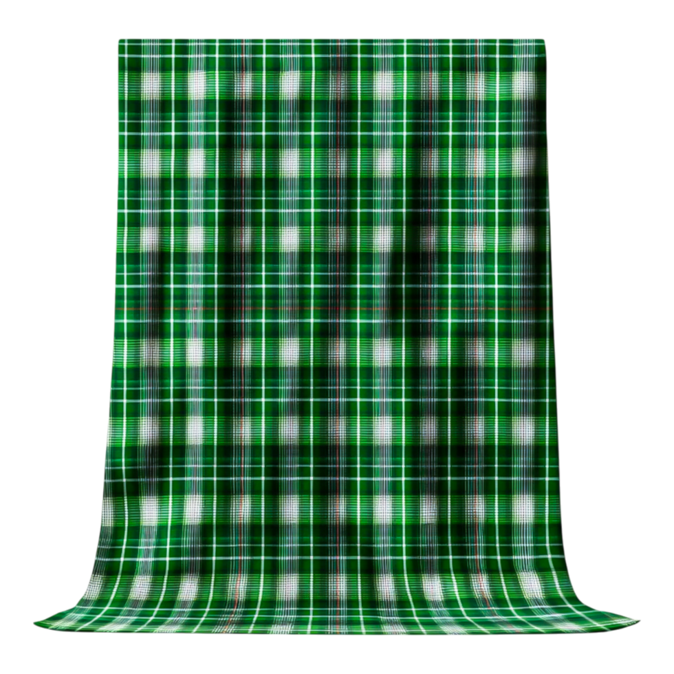 Green and White Checked Plaid Fabric Texture for Design Projects png