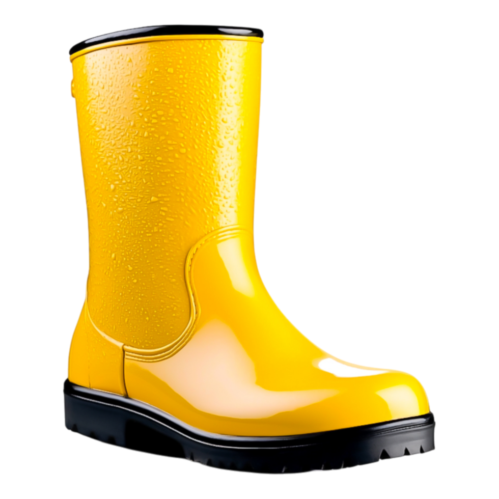Bright Yellow Rain Boots with Water Drops png