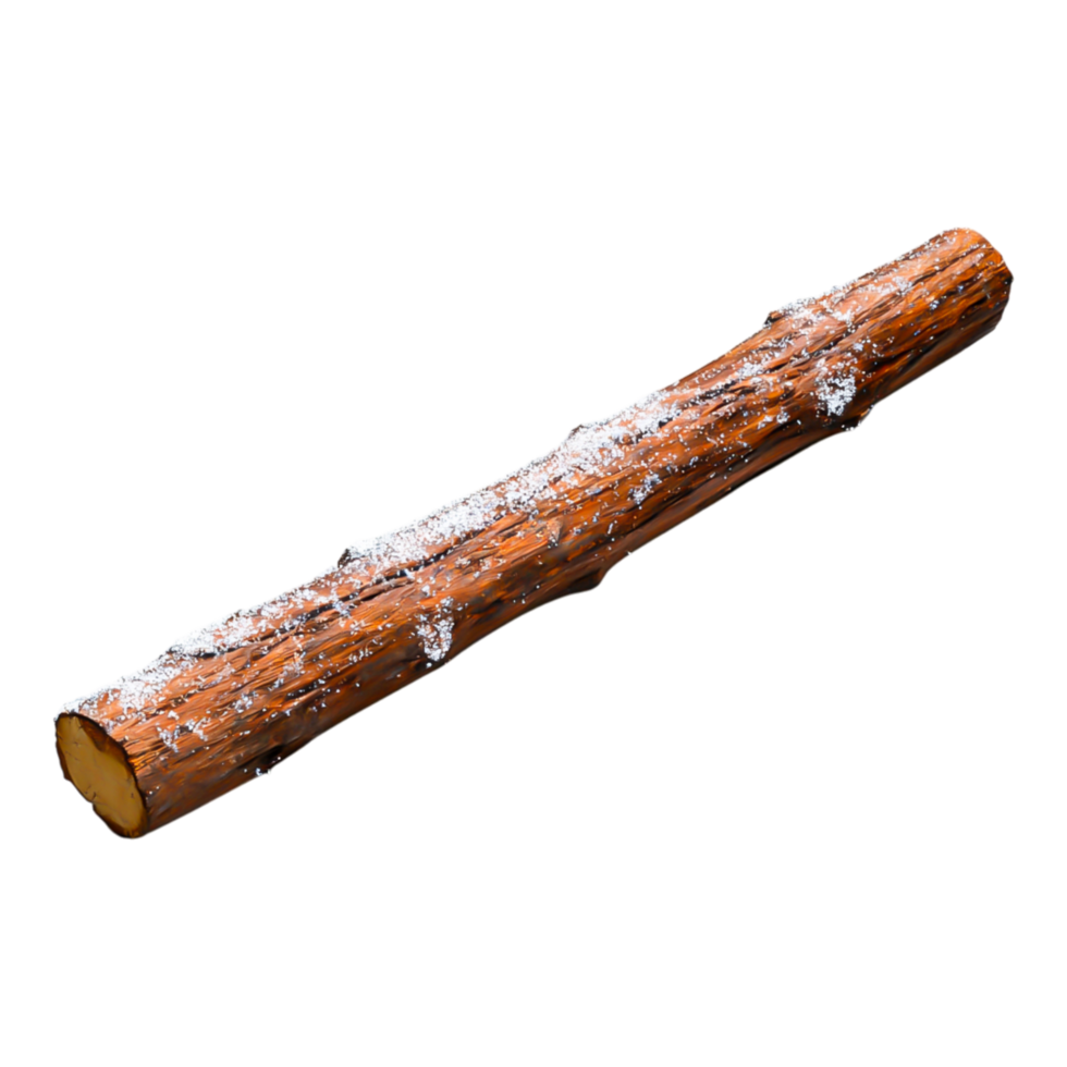 Detailed Textured Brown Log with Snow Accumulation on Surface png