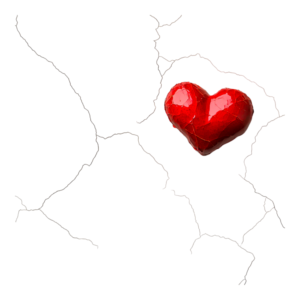 Cracked Surface with Shiny Red Heart Symbolizing Broken Love png